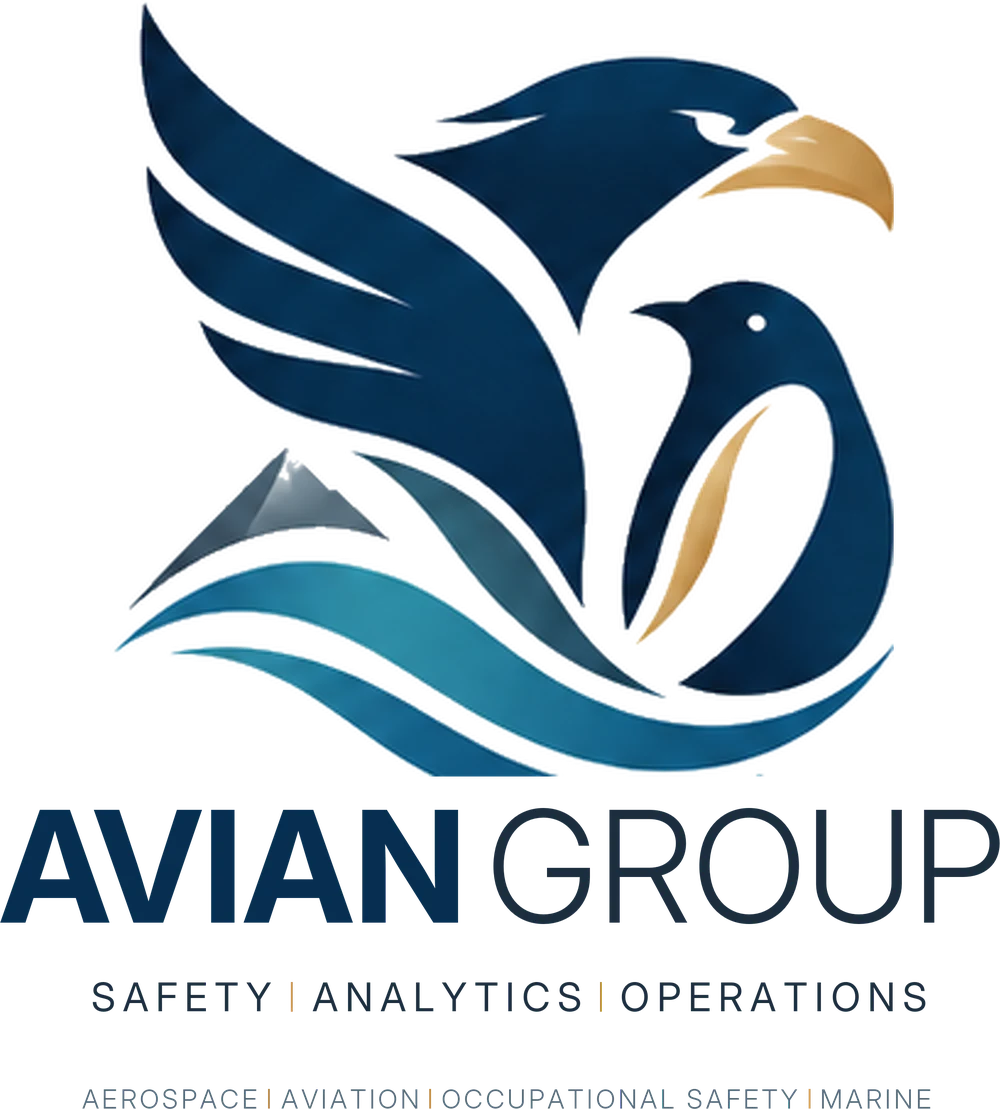 The Avian Group logo: Safety, Analytics, Operations. Aerospace, Aviation, Occupational Safety, Marine.